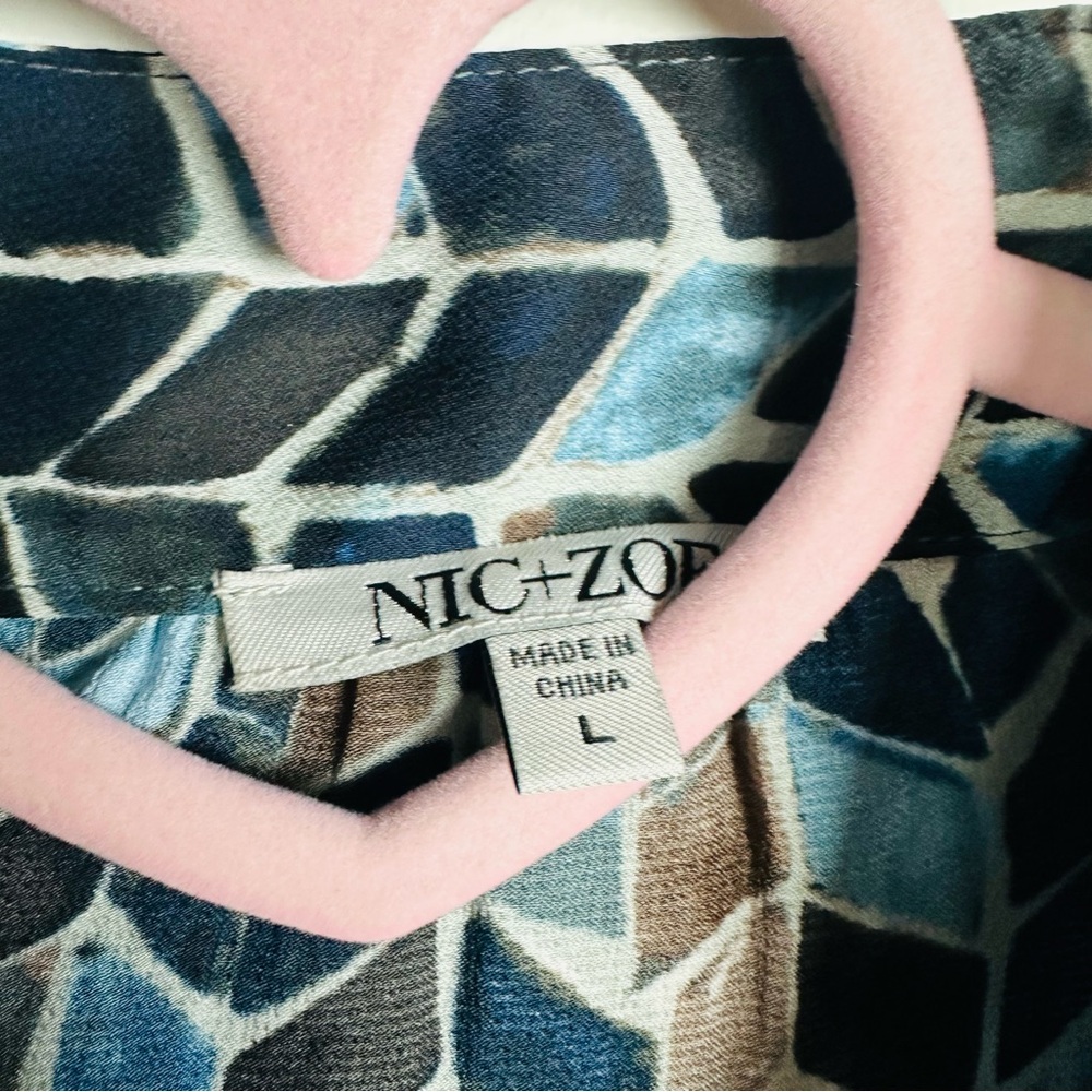 NIC+ZOE HERRINGBONE BLUES TOP Size Large - Picture 5 of 7